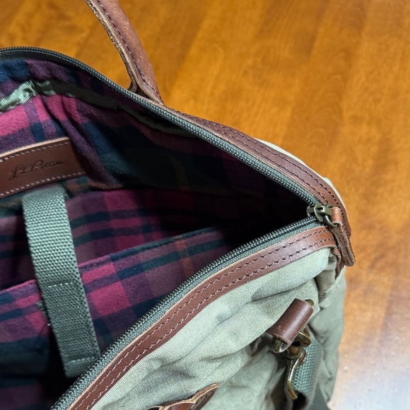 L.L. Bean Vintage Heritage Waxed Canvas Olive Green Briefcase/Laptop Bag - Picture 15 of 16